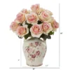 Nearly Natural 16-in Rose Artificial Arrangement In Flower Print Jar 2 Nearly Natural 16-in Rose Artificial Arrangement In Flower Print Jar -Nearly Natural GUEST e3ee4286 cc02 4eac 8627 ce4e9038b22a