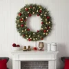 Nearly Natural 48" Pre-lit LED Decorated Frosted Pine Artificial Christmas Wreath Green With Warm White Lights -Nearly Natural GUEST ec5a86a2 da8a 4877 bebd c6030ebd4946