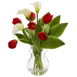 Nearly Natural 19-in Calla Lily & Tulips Artificial Arrangement In Decorative Vase 8 Nearly Natural 19-in Calla Lily & Tulips Artificial Arrangement In Decorative Vase -Nearly Natural GUEST ece5be9f 2fc3 4ad2 85ce 54abd9016805