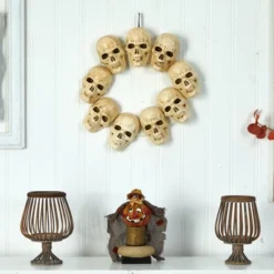 Nearly Natural 20” Halloween Skull Wreath With Lighted Eyes -Nearly Natural GUEST ed45b0ba ddb3 49ab 90ae 222b7310b006