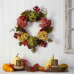 Nearly Natural 25” Autumn Hydrangea And Pinecones Fall Artificial Wreath -Nearly Natural GUEST f1467d5c ad3d 4856 9eec be5724c458fe