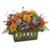 Nearly Natural 14-in Mixed Floral Artificial Arrangement In Rectangular Wood Planter -Nearly Natural GUEST f337a423 d5fc 4fa2 b604 10d3d9a0d3ed