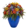 Nearly Natural 24-in Giant Mixed Floral Artificial Arrangement In Blue Vase -Nearly Natural GUEST f420f561 67d6 460d 8ab8 68510725c9f7