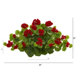 Nearly Natural 24-in Geranium Artificial Ledge Plant